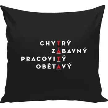 Polštář Polštář černý 40x40 cm Táta - křížovka