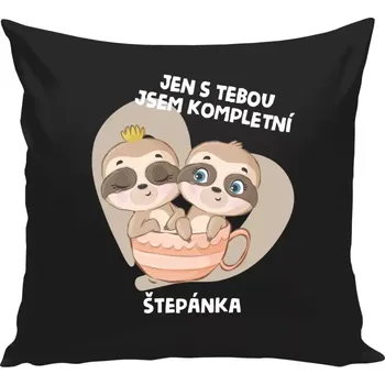 Polštář Polštář černý 40x40 cm Jen s tebou jsem kompletní