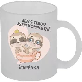 Hrnek 330 ml - skleněný matný Jen s tebou jsem kompletní