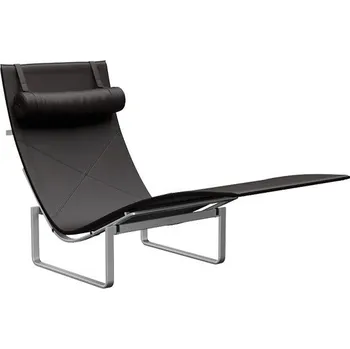 Zahradní lehátko Lehátko Fritz Hansen PK24 polstrování a hlavový polštář kůže Aura Black