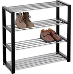 Autronic Botník, 4 kovové chromované police, masiv kaučukovník, černý matný lak - 83168-14 BK