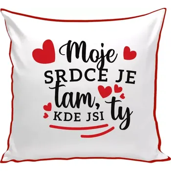 Polštář Polštář barevný 32x32 cm Moje srdce je tam, kde jsi ty