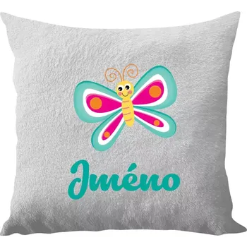 Polštář Polštář bílý 40x40 cm - dlouhý chlup Motýlek se jménem