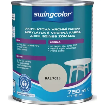 barva a nátěr na dřevo Swingcolor Barevný email, světle šedý, lesklý, 750 ml 6170 T0750 7035