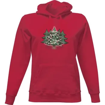 Dámská mikina Dámská mikina s kapucí s potiskem Vánoční stromeček dámské
