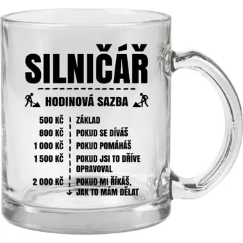 Hrnek 330 ml - skleněný Hodinová sazba - silničář
