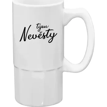 Sklenice Půllitr bílý vysoký Tým nevěsty - nápis