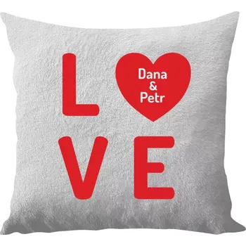 Polštář Polštář bílý 40x40 cm - dlouhý chlup Love se jmény