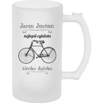 Sklenice Půllitr skleněný matný Jsem nejlepší cyklista široko daleko