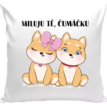 Polštář Polštář bílý 40x40 cm Miluju tě, čumáčku