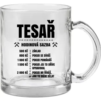 Hrnek 330 ml - skleněný Hodinová sazba - tesař