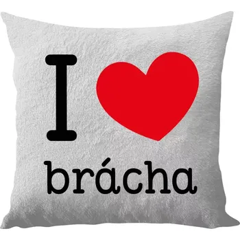 Polštář Polštář bílý 40x40 cm - dlouhý chlup I love brácha