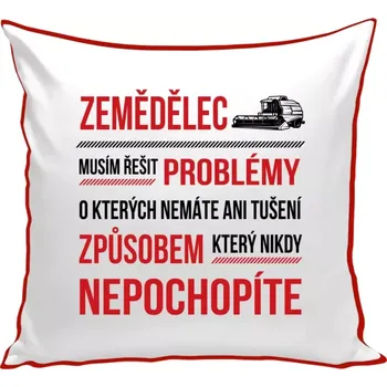 Polštář Polštář barevný 32x32 cm Musím řešit problémy - zemědělec