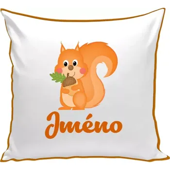 Polštář Polštář barevný 32x32 cm Veverka se jménem