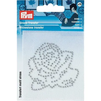 Nášivka PRYM Kamínkový transfer, růže, nažehlovací, kovově stříbrná