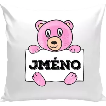 Polštář Polštář bílý 40x40 cm Medvídek se jménem
