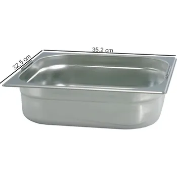 Nádoba na pečení TOMGAST | Gastronádoba STANDARD velikost GN 2/3, výška 6,5 cm, s UCHYTY (Gastronádoba s úchyty GN 2/3 - hloubka 6,5 cm)