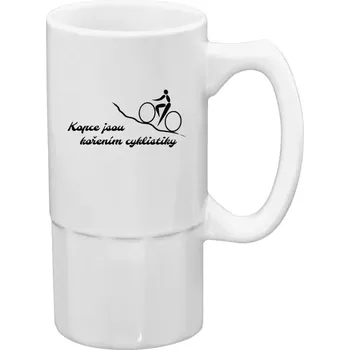 Sklenice Půllitr bílý vysoký Kopce jsou kořením cyklistiky