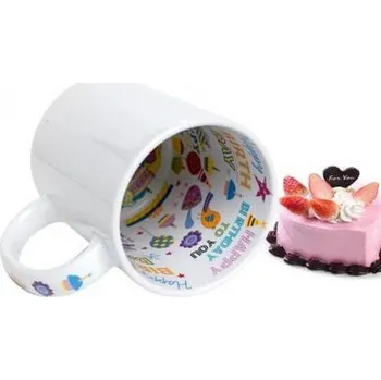 AveTech Bílý keramický hrnek 300 ml s vnitřním potiskem HAPPY Birthday