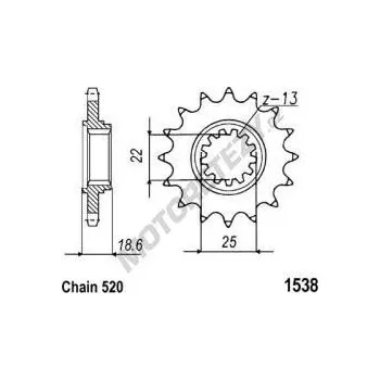 Řetězová sada pro motocykl Řetězové kolečko KAWASAKI Z 750 rok 04-13