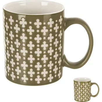 Hrnek keramický KŘÍŽE 0,35 l zelená mix sada 4 ks O0355-16