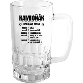 Sklenice Půllitr pro kamioňáky - Hodinová sazba - kamioňák - čirý