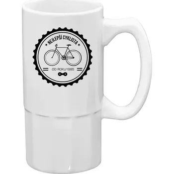 Sklenice Půllitr bílý vysoký Nejlepší cyklista od roku