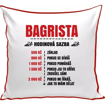 Polštář Polštář barevný 32x32 cm Hodinová sazba - bagrista