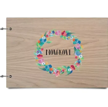 Fotokniha Dřevěné album se sponami Barevné lístečky s příjmením