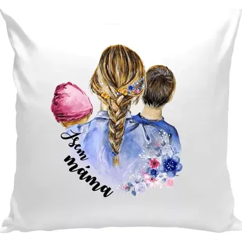 Polštář Polštář bílý 40x40 cm Jsem máma - holčička a kluk