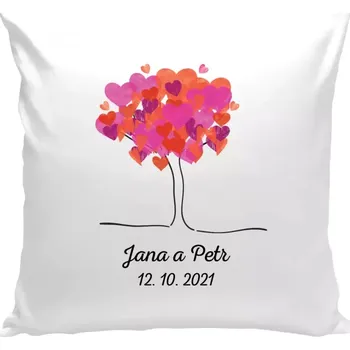 Polštář Polštář bílý 40x40 cm Strom se jmény