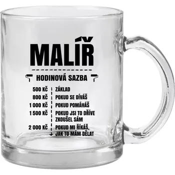Hrnek 330 ml - skleněný Hodinová sazba - malíř