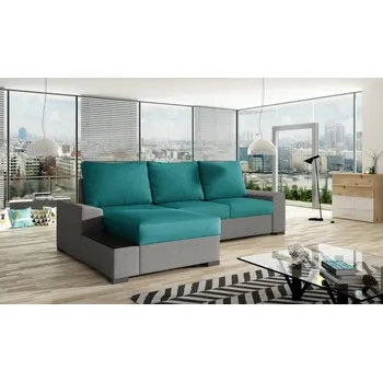 Sedací souprava Rohová sedačka LORAND, levá, tyrkysová/šedá +možnost VÝNOSU + vyzvednutí ZDARMA