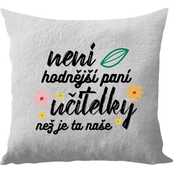 Polštář Polštář bílý 40x40 cm - dlouhý chlup Není hodnější paní učitelky