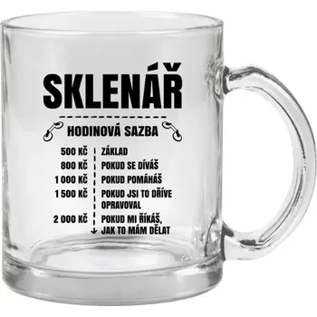 Hrnek 330 ml - skleněný Hodinová sazba - sklenář