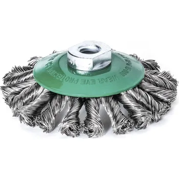 Drátěný kartáč Lessmann 472857WZ | Kuželový kartáč, splétaný drát 115x12 / 0,50 nerezový drát rovný, vpravo-vľavo splietaná