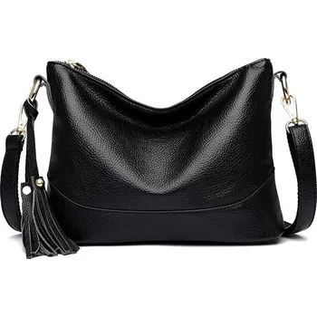 Kabelka Crossbody tote kabelka s třásněmi Barva: Černá, Velikost: (20cm