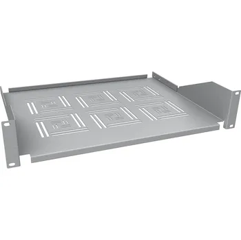 Rozvaděč SOLARIX Police 19" 2U 350mm ukládací plato RAL 7035 úchyt na přední lišty UP-23-G 80500351