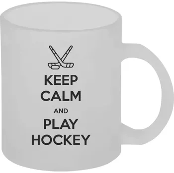 Hrnek 330 ml - skleněný matný Keep calm and play hockey