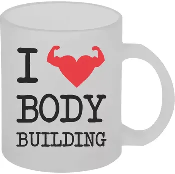 Hrnek 330 ml - skleněný matný I love bodybuilding