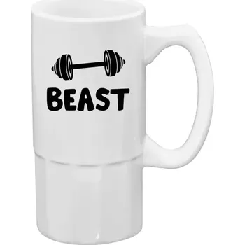 Sklenice Půllitr bílý vysoký Beast