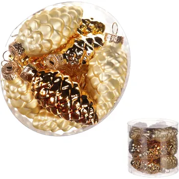 Vánoce Autronic Ozdoby skleněné-tvar šišky, zlaté, pr. 5,5 cm, cena za 1 balení (13 ks) - VAK128-GOLD