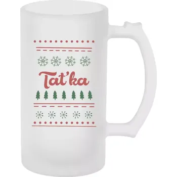 Sklenice Půllitr pro tatínka - Stromečky a vločky - taťka - matný