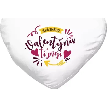 Polštář Polštář srdce 40x35 cm Krásného Valentýna ti přeji