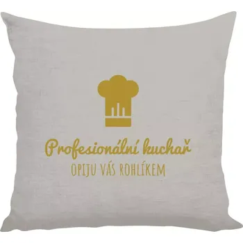 Polštář Polštář lněný 40x40 cm Profesionální kuchař