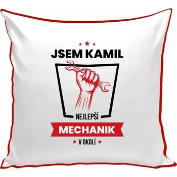 Polštář Polštář barevný 32x32 cm Nejlepší v okolí - mechanik