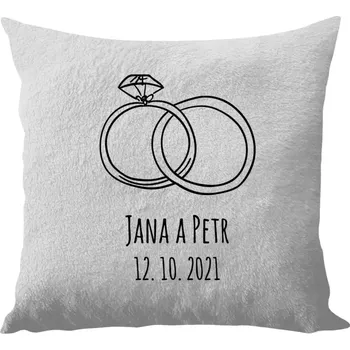 Polštář Polštář bílý 40x40 cm - dlouhý chlup Prsteny se jmény