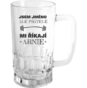 Sklenice Půllitr pro fitness nadšence - Jsem (jméno), ale přátelé mi říkají Arnie - čirý
