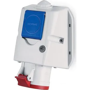 Elektrická zásuvka SCAME OPTIMA Zásuvka nástěnná kombinovaná - 3P+N+E, 32A, 6h/380-415 V, 50/60 Hz, IP44/IP54 + domovní 230V