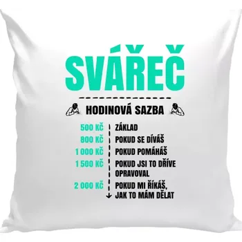 Polštář Polštář bílý 40x40 cm Hodinová sazba - svářeč